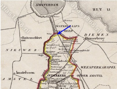 Kaartje Ouder-Amstel 1868