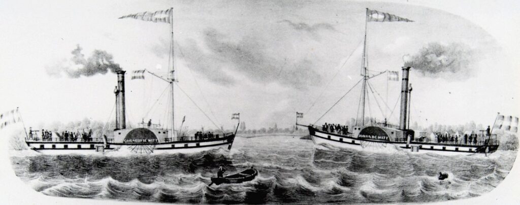 Afb. tekening van de stoomboten Cornelis de Witt en Johan de Witt.