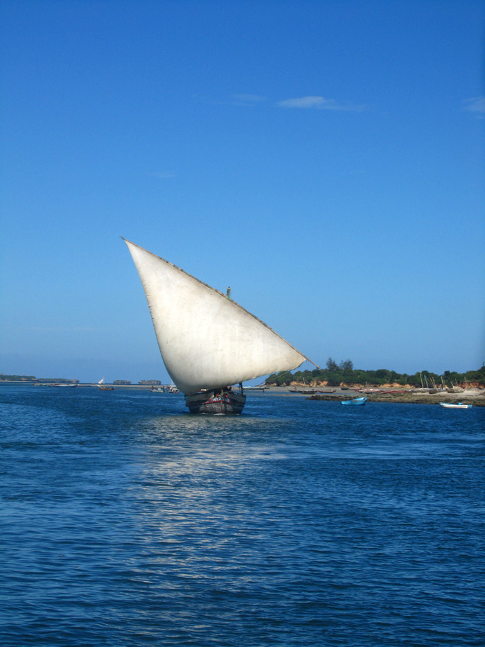 Afb. Dhow voor de wind