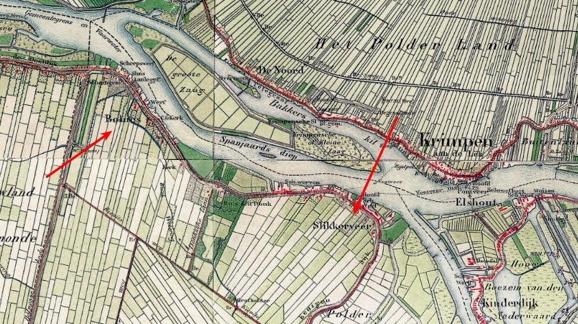 Afb. Een kaartje uit 1900 van Slikkerveer en Bolnes