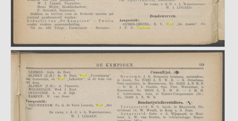 Afb. Twee pagina's uit De Kampioen van 1912