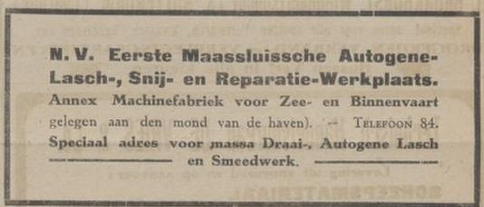 Afb. Advertentie van een lasbedrijf uit 1920