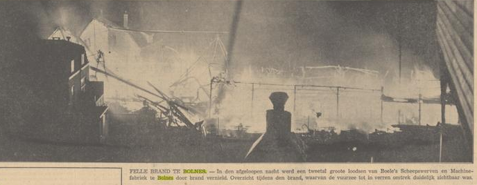 Afb. Krantenfoto van de brand in juni 1939