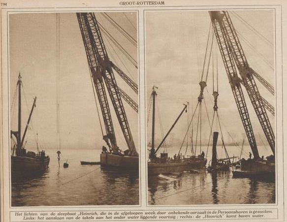 Afb.: Lichten van de sleepboot Heinrich in 1926