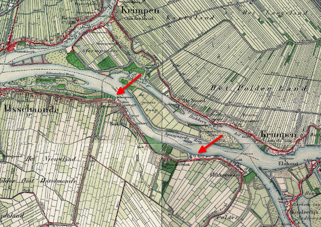 Afb. De twee werven op een kaart uit 1920