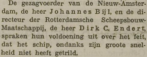 Afb. Verslag maidentrip Nieuw-Amsterdam