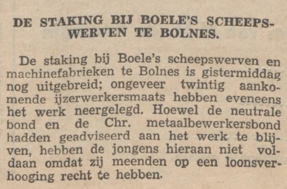 Afb. Krantenknipsel over de staking van nageljongens